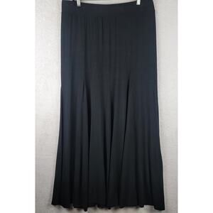 Grunge Sz XL Skirt Maxi Flare Pull On Knit Black Long Whimsigoth Casual Office